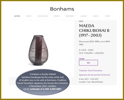Lot 177 - MAEDA CHIKUBOSAI II: A BAMBOO HANAKAGO (FLOWER BASKET)